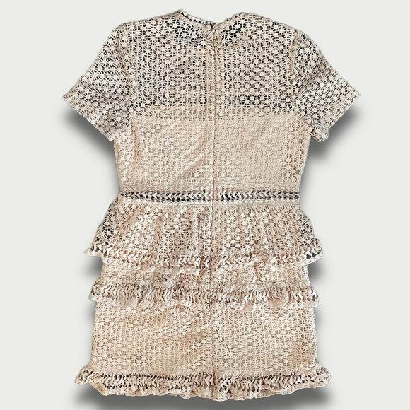 AQUA BODYCON KNIT YOLK LACE EYELET TIER MINI DRESS MEDIUM BLUSH PINK - Picture 8 of 14